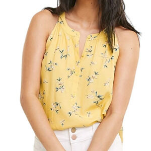 NWT Reitmans Yellow  Floral Button Front Halter Blouse Woman's XXL